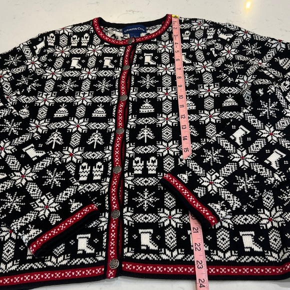 Charter Club Holiday Cardigan Sweater Snowflake Winter Print Button Front - Picture 8 of 8